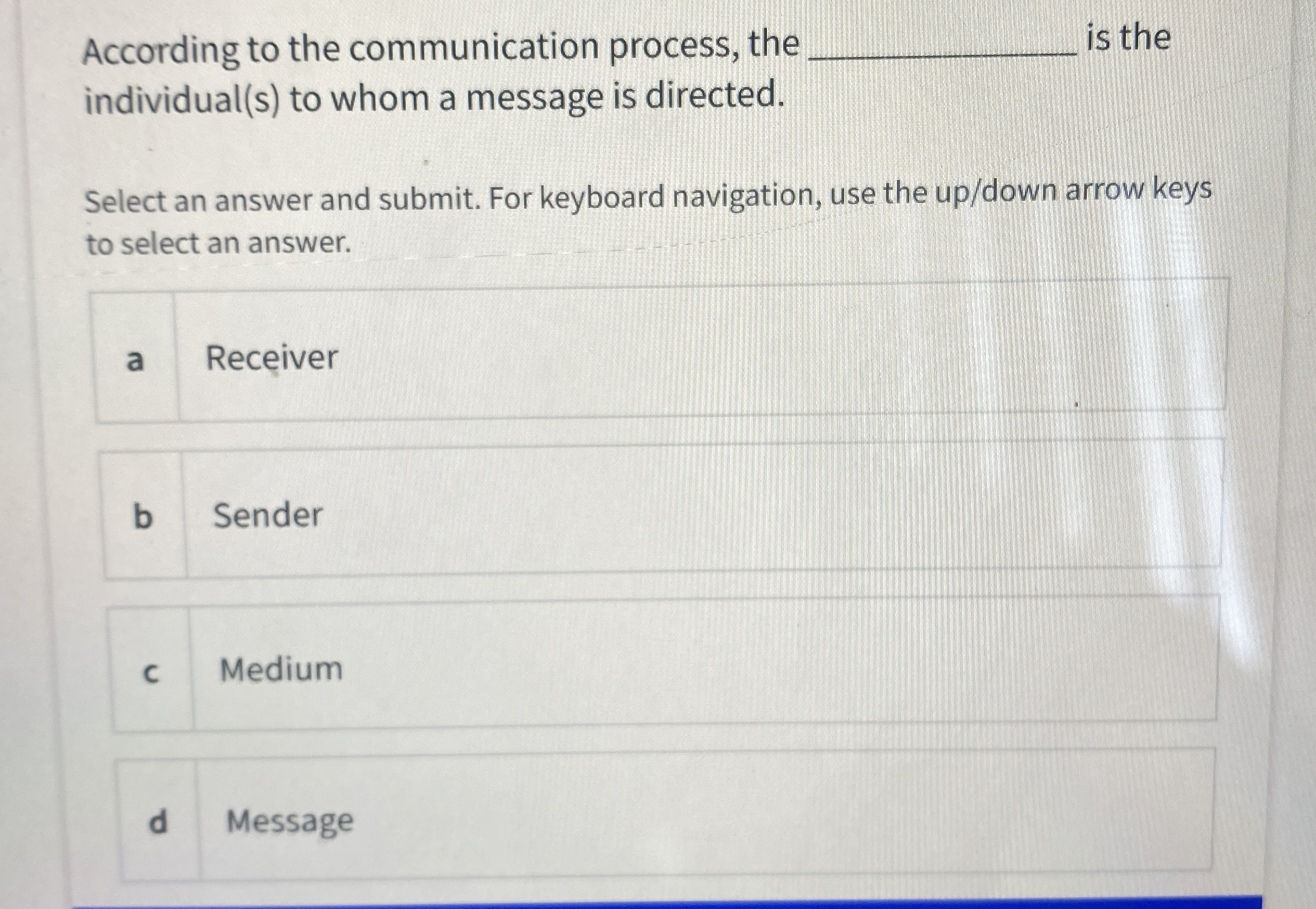 According to the communication process, the s the individual(s) to whom