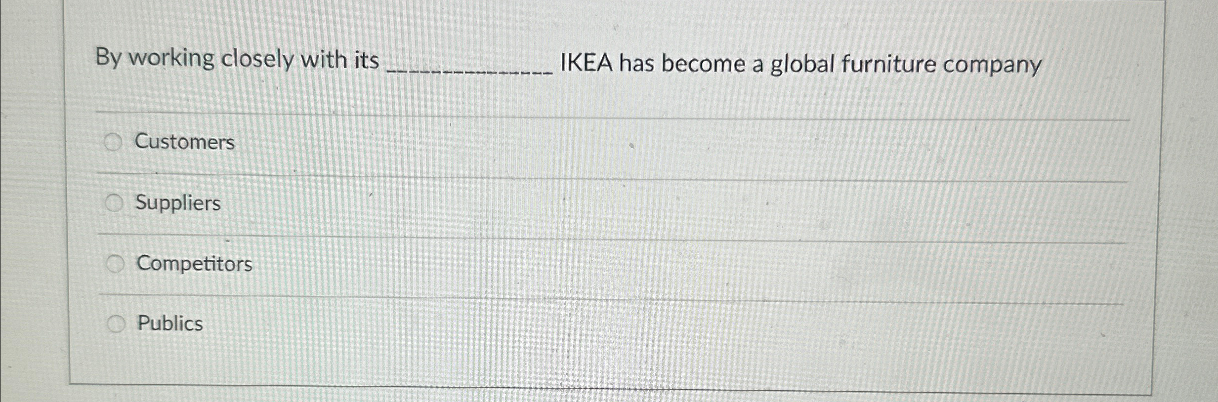  By working closely with its IKEA has become a global furniture