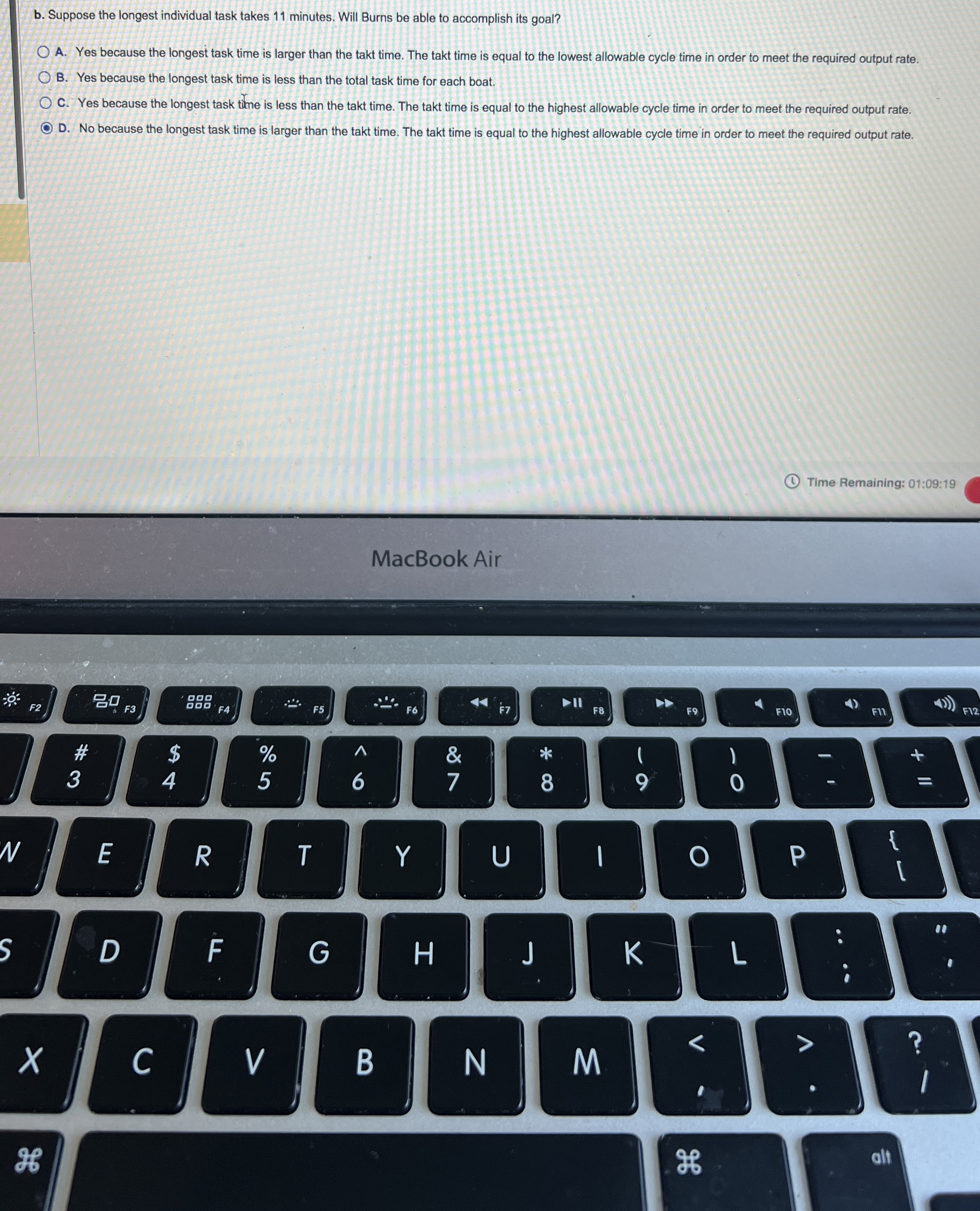  b. Suppose the longest individual task takes 11 minutes. Will Burns
