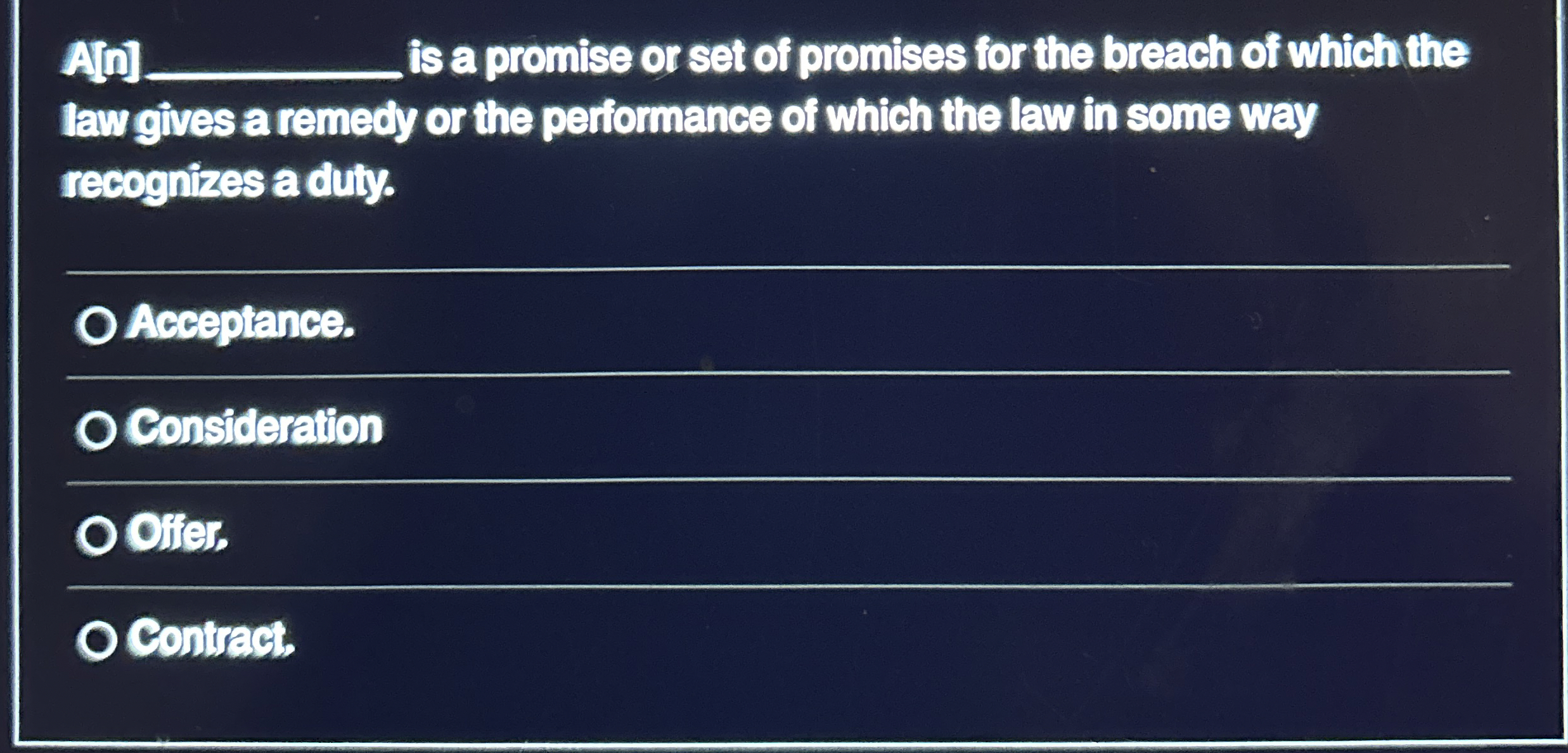  A[D]q, is a promise or set of promises for the breach