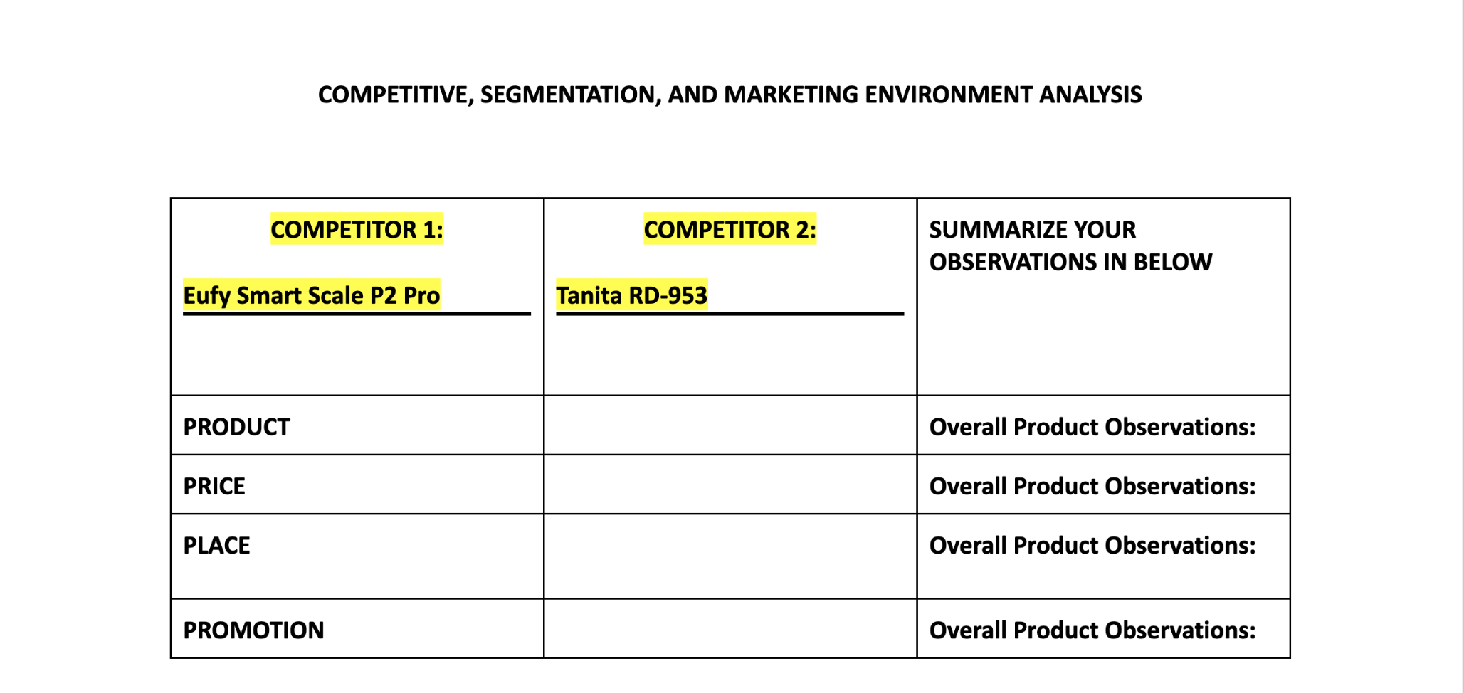  COMPETITIVE, SEGMENTATION, AND MARKETING ENVIRONMENT ANALYSIS . ASK EXPERT 