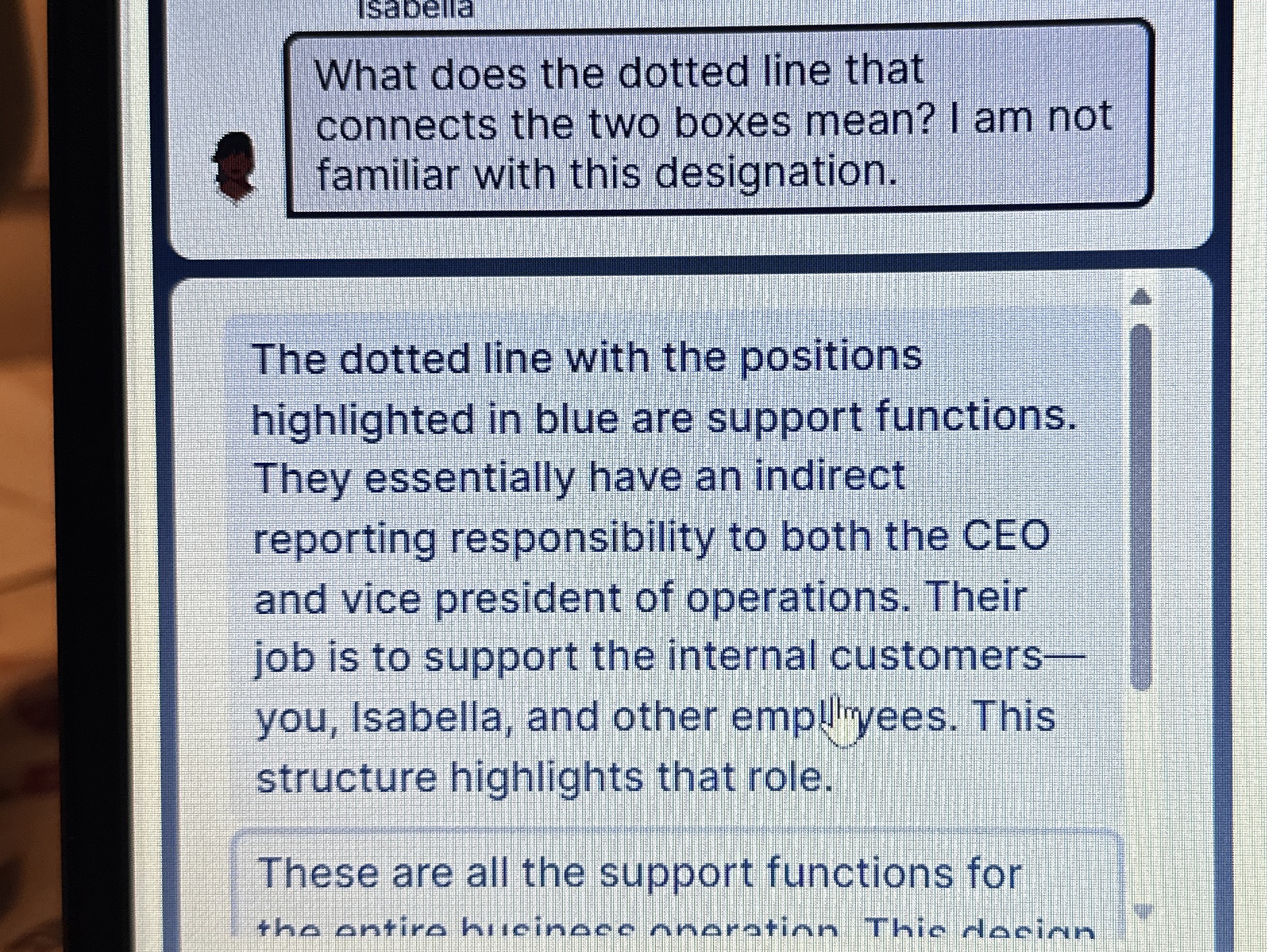  What does the dotted line that connects the two boxes mean?