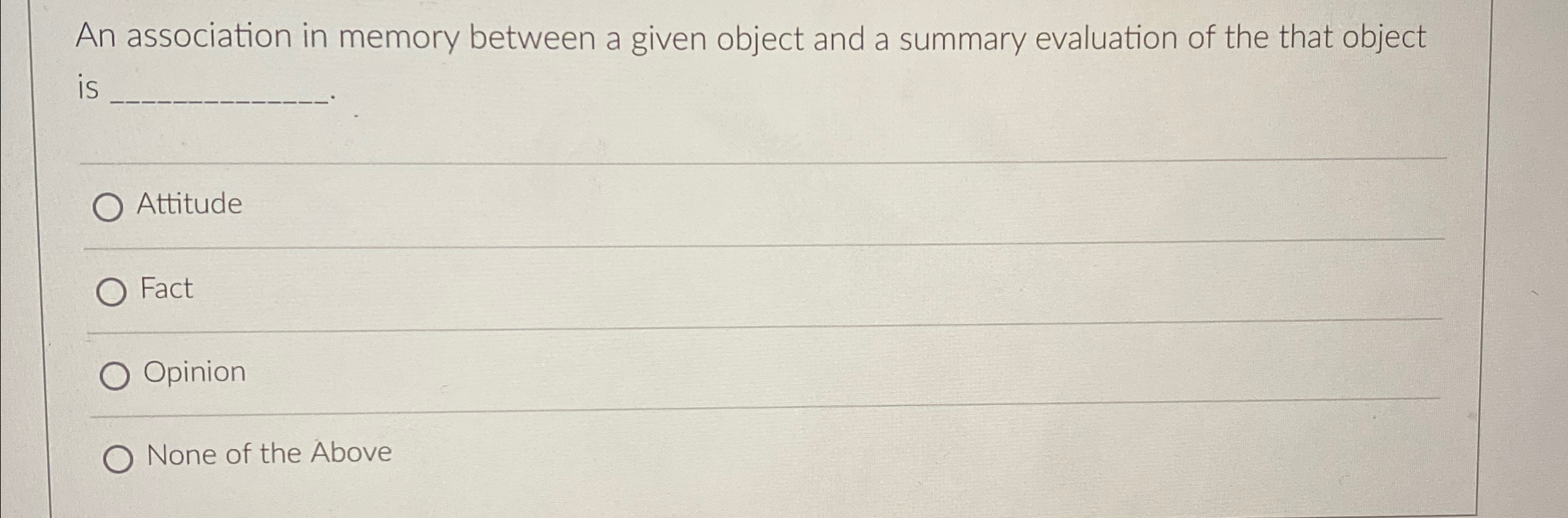  An association in memory between a given object and a summary