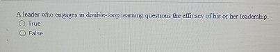  A leader who engages in double-loop learning questions the efficacy of