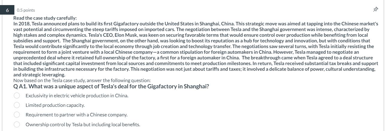  Read the case study carefully: In 2018, Tesla announced plans to