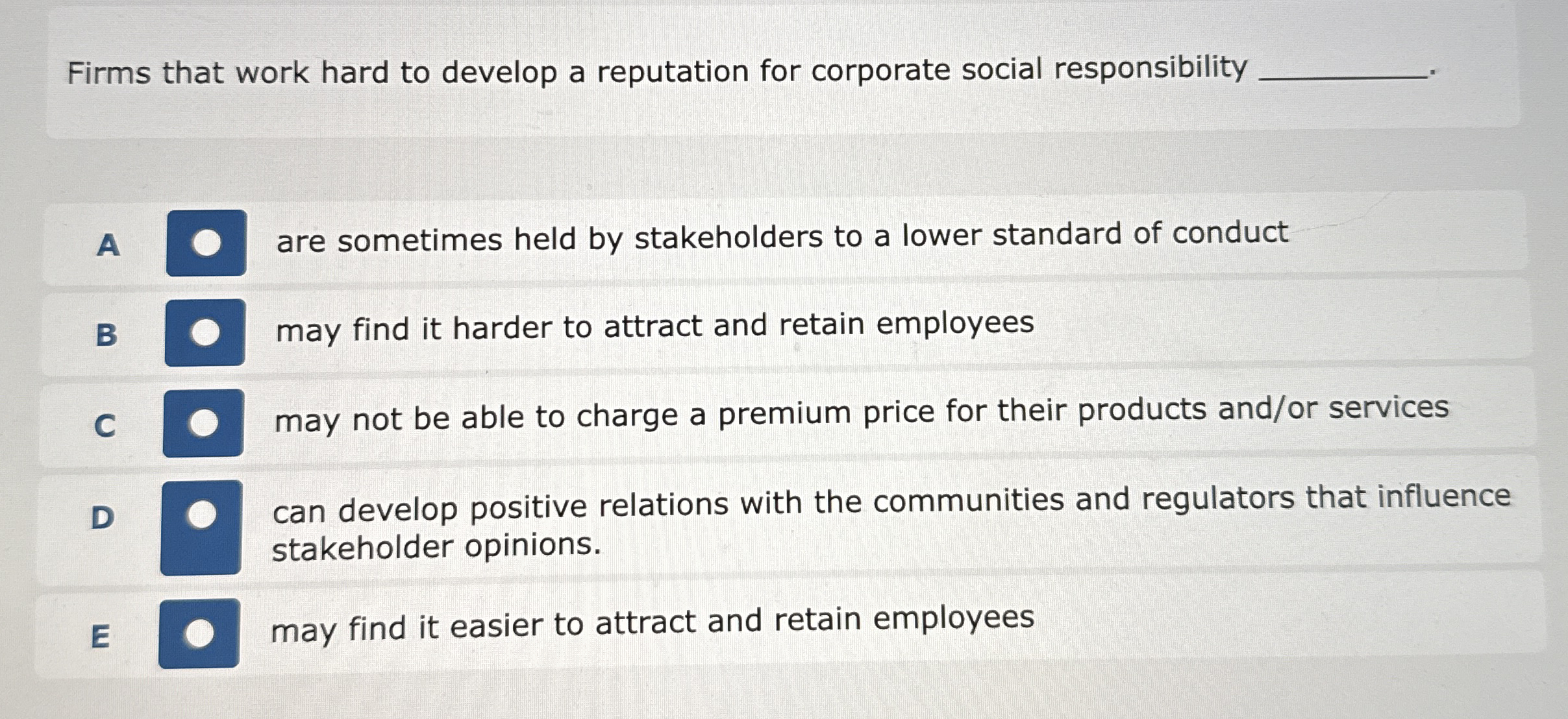  Firms that work hard to develop a reputation for corporate social