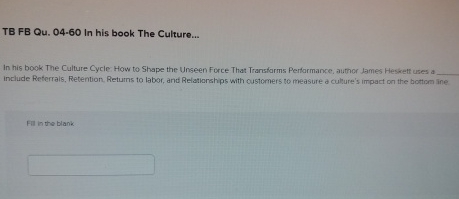  TB FB Qu.04-60 In his book The Culture... In his book