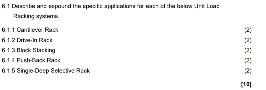  6.1 Describe and expound the specific applications for each of the