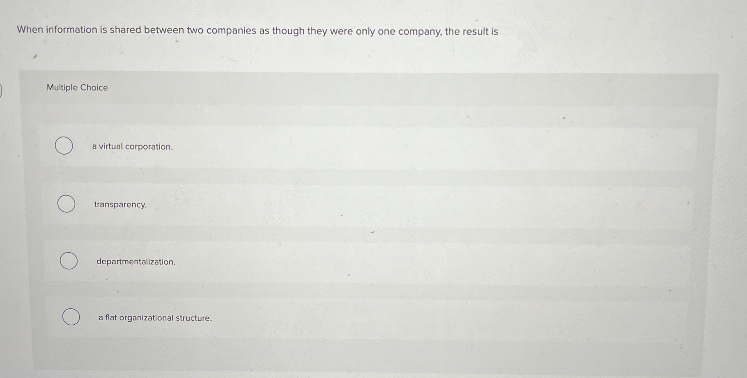  When information is shared between two companies as though they were