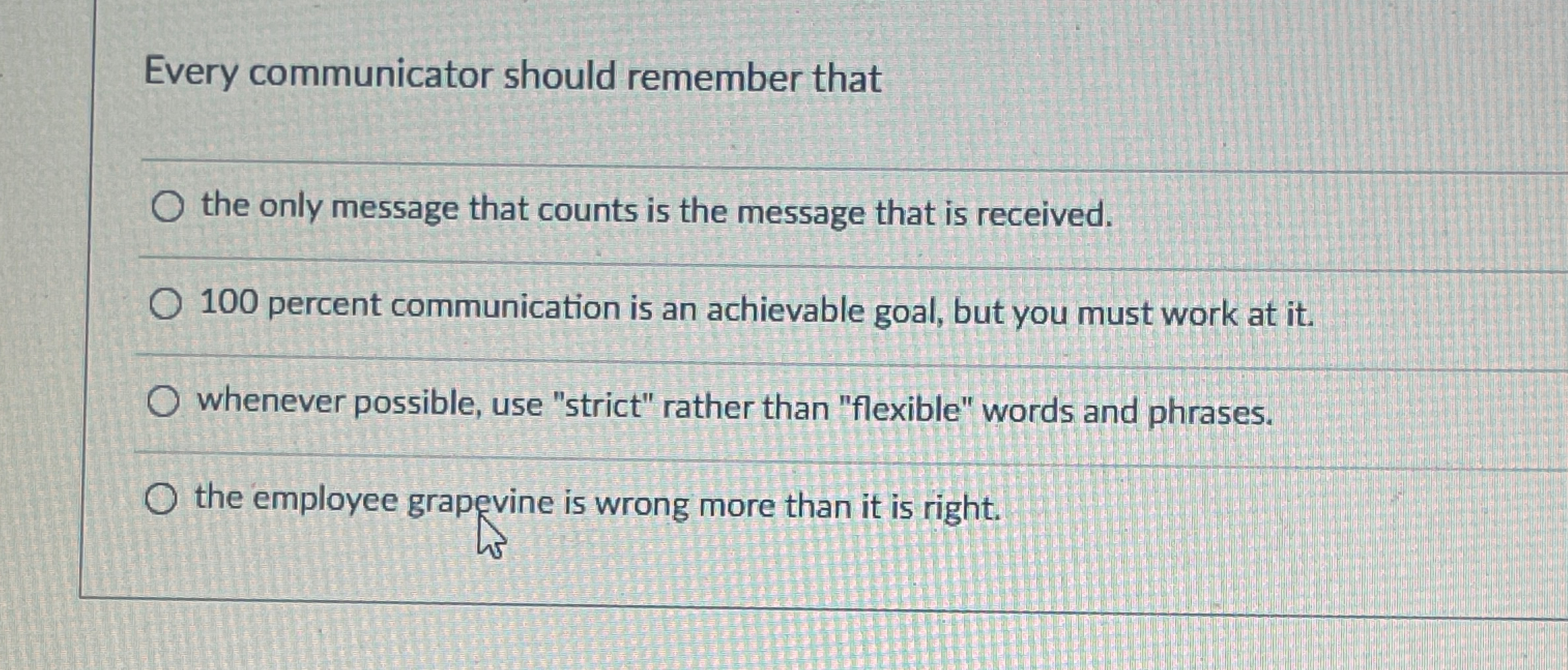  Every communicator should remember that the only message that counts is