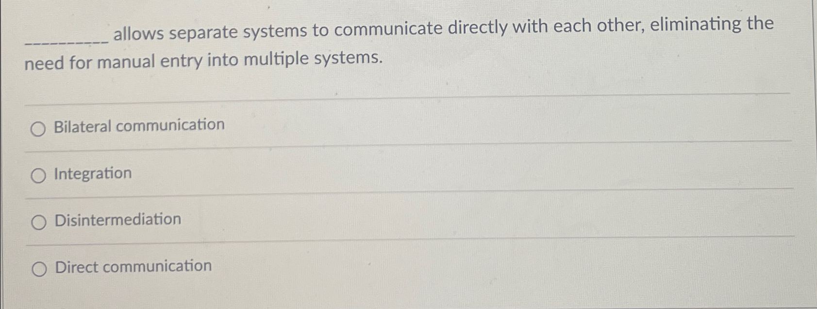  allows separate systems to communicate directly with each other, eliminating the