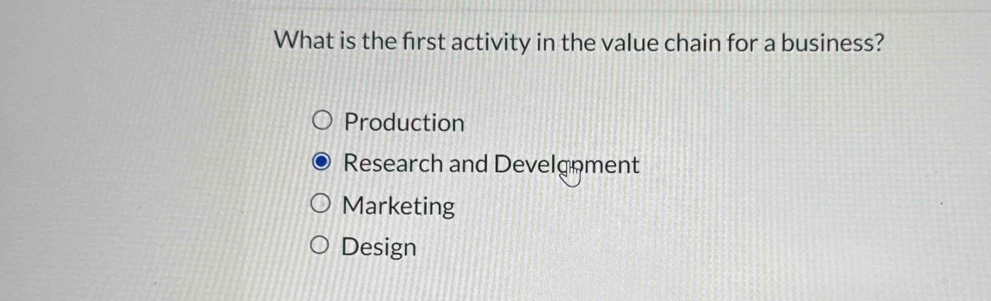  What is the first activity in the value chain for a