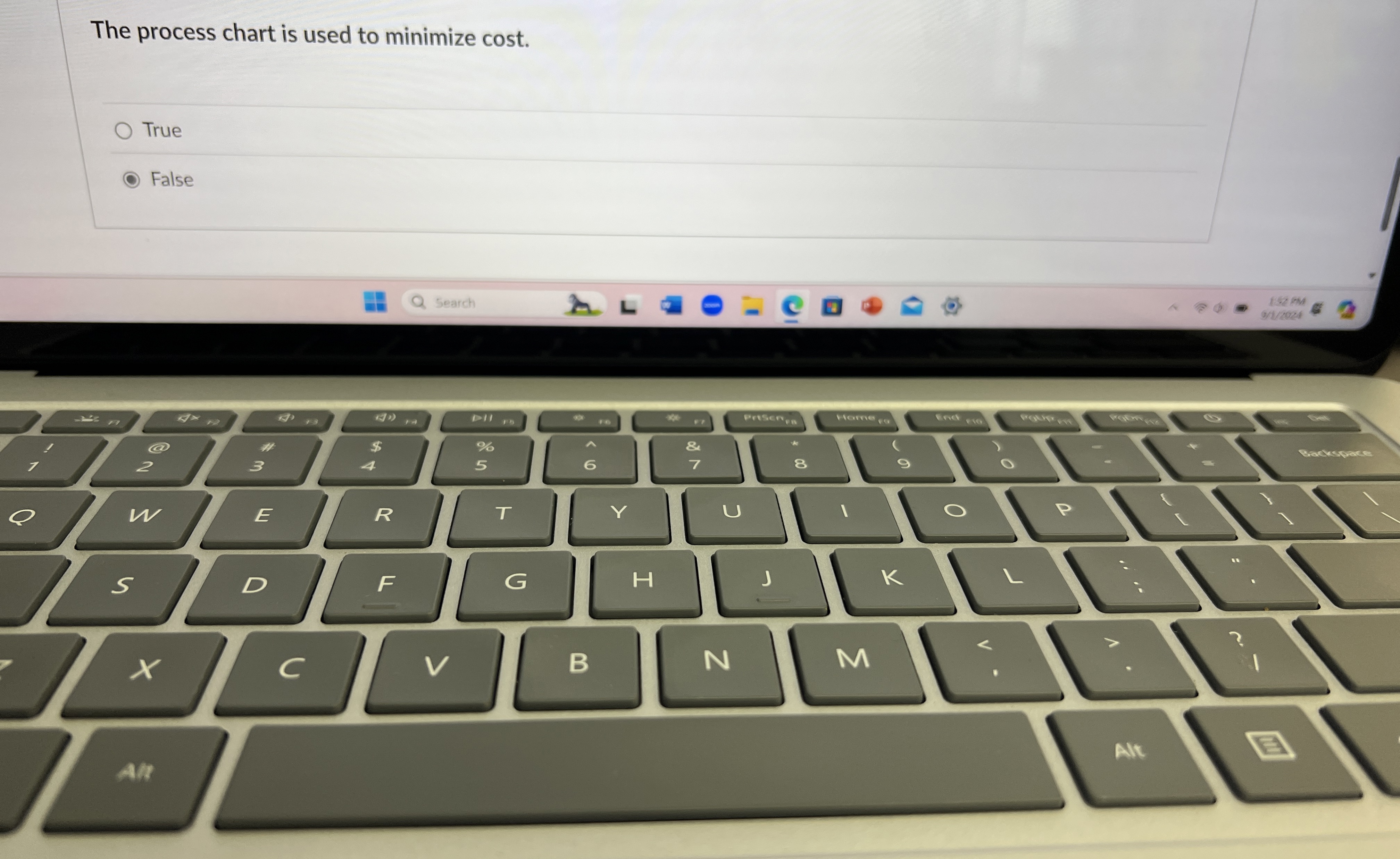  The process chart is used to minimize cost. True False Search