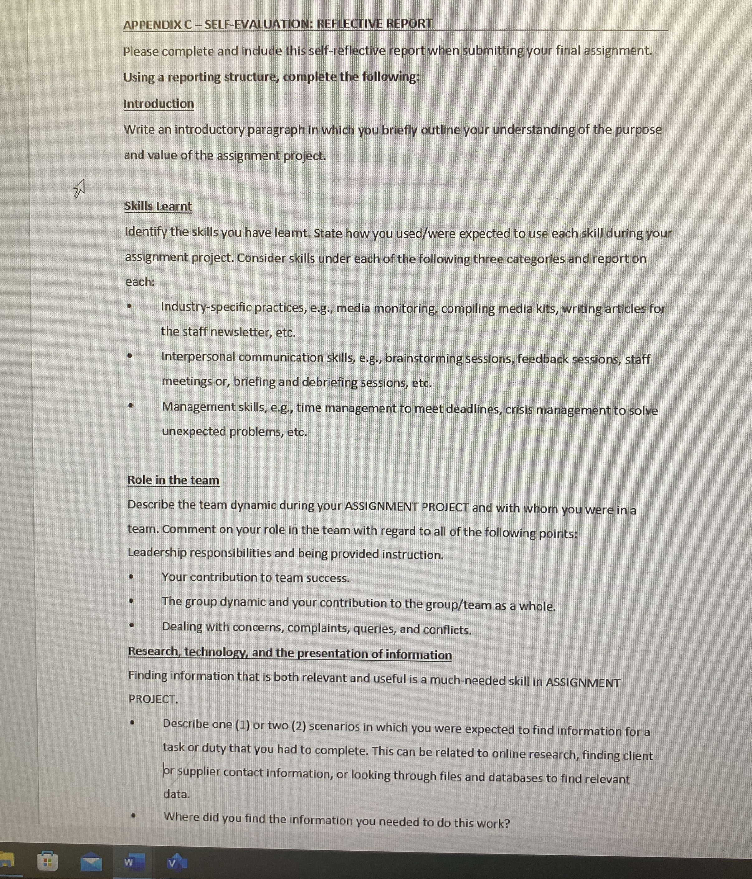  APPENDIX C- self evaluation: reflective report Q5 
