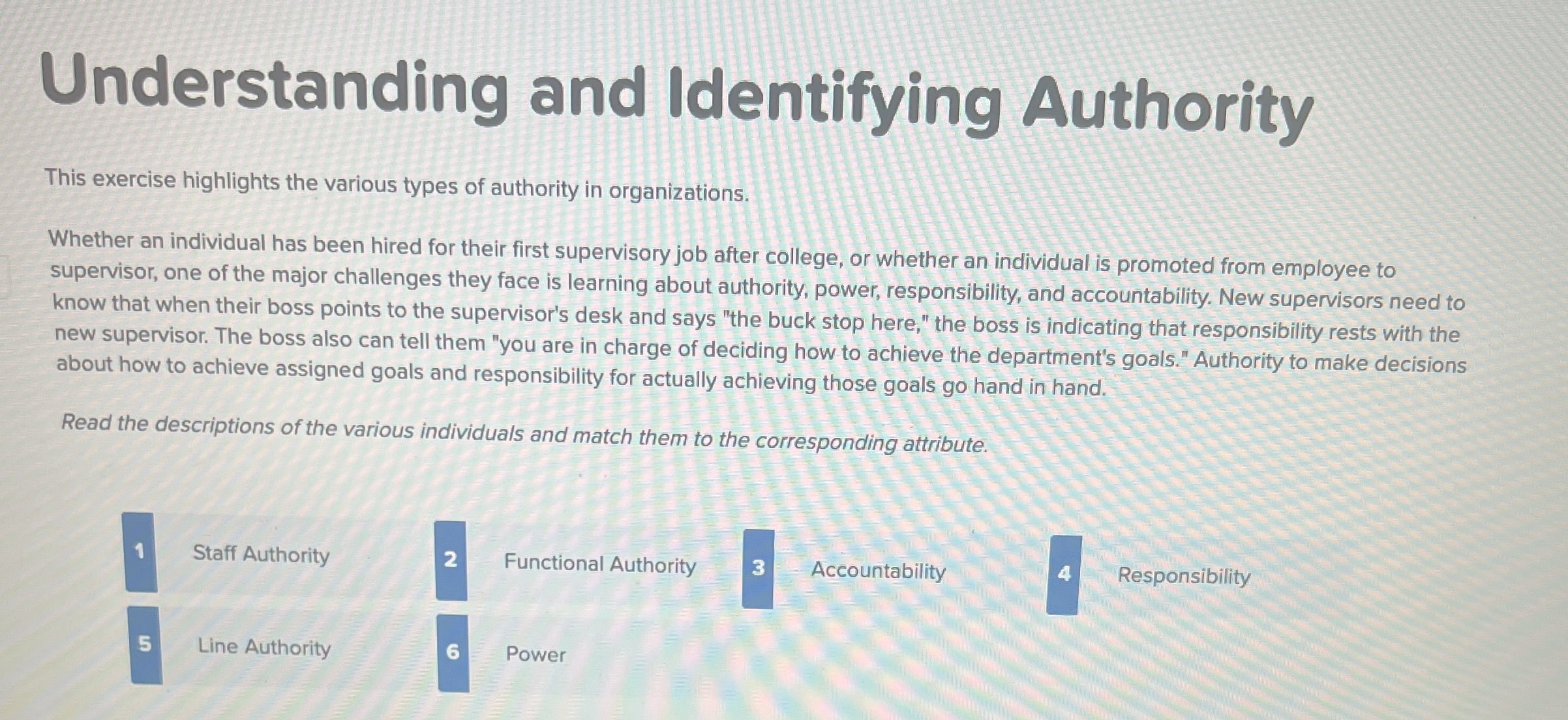  Understanding and Identifying Authority This exercise highlights the various types of