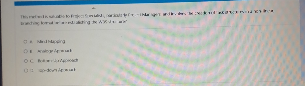  This method is valuable to Project Specialists, particularly Project Managers, and