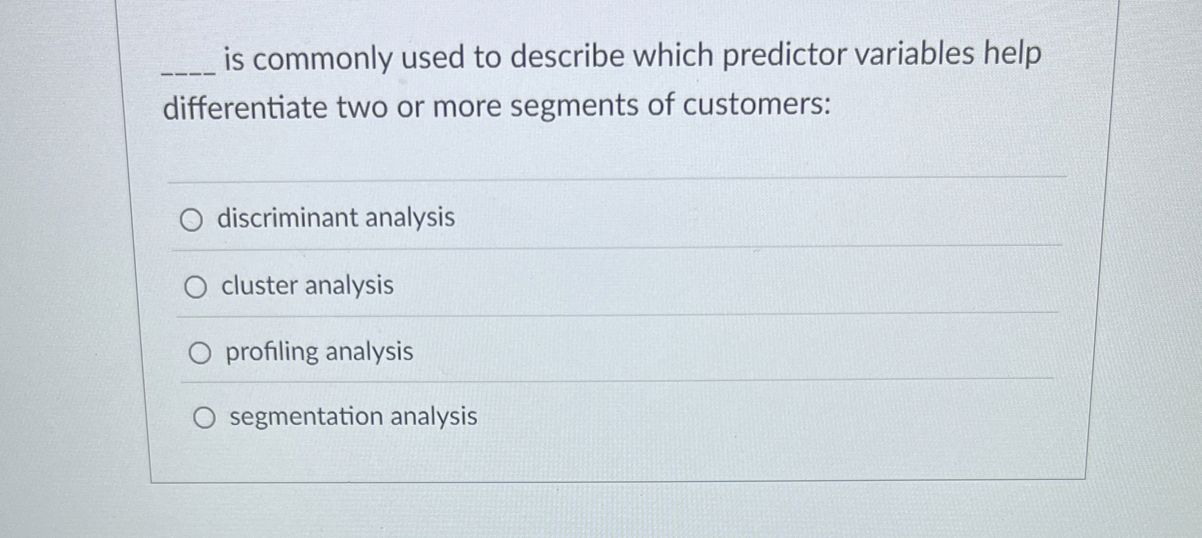  q, is commonly used to describe which predictor variables help differentiate