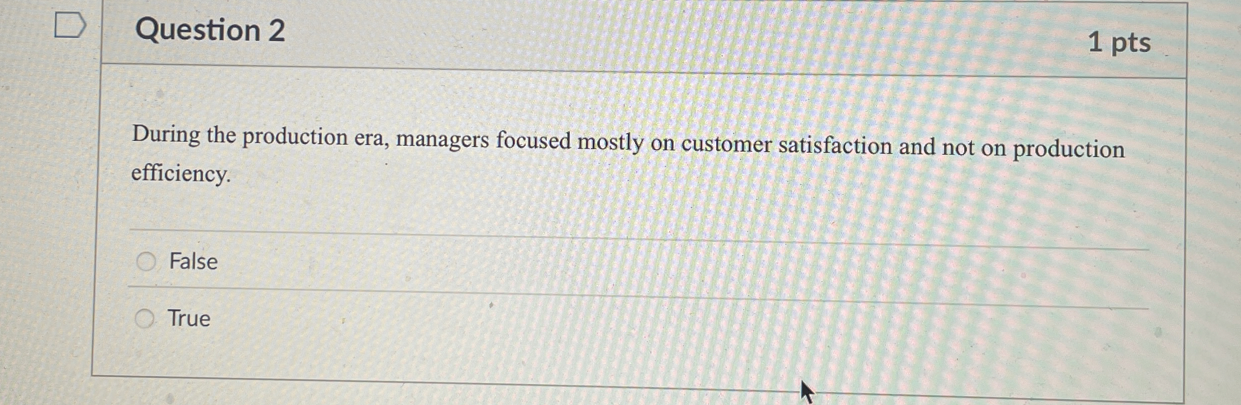  Question 2 During the production era, managers focused mostly on customer