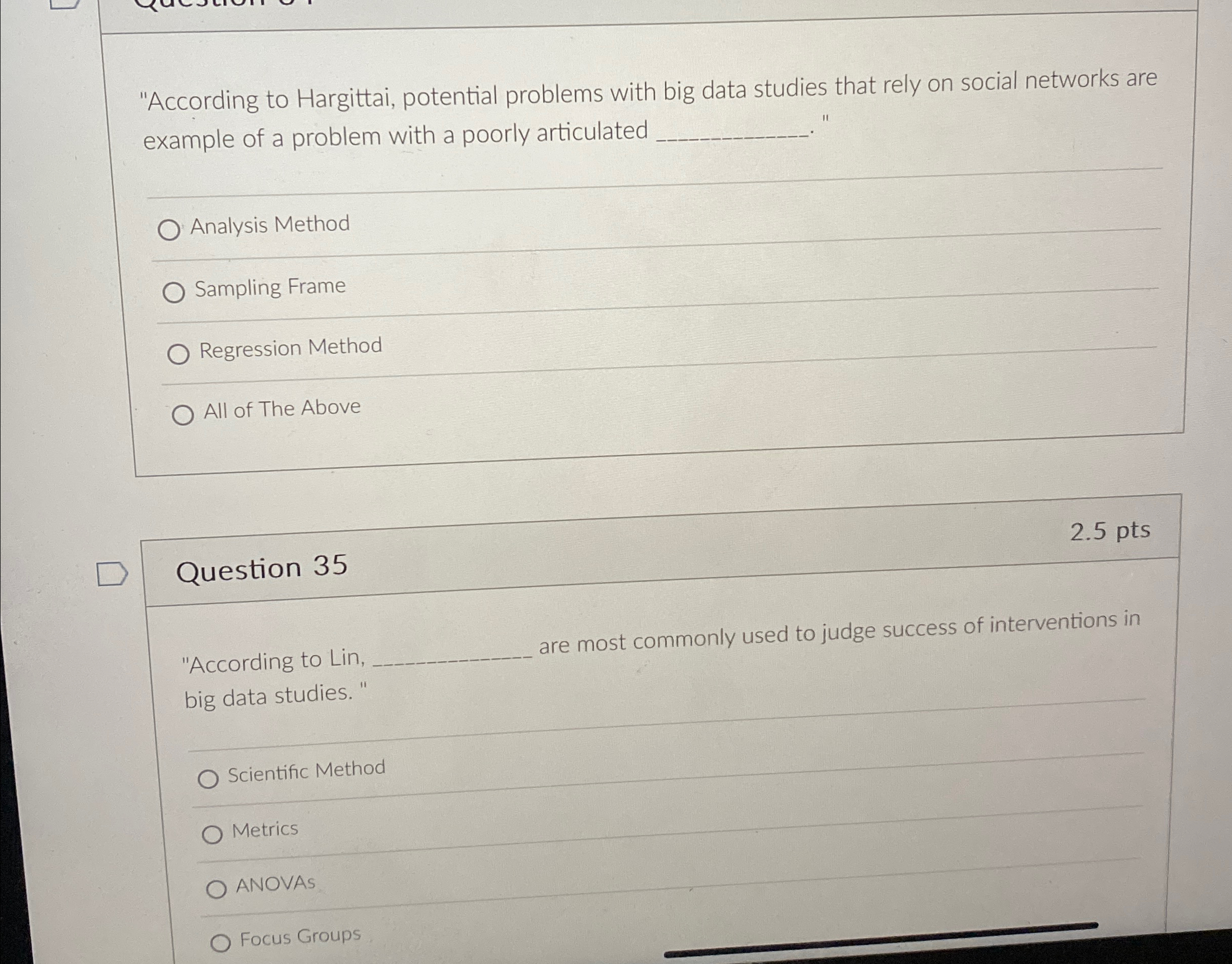  "According to Hargittai, potential problems with big data studies that rely