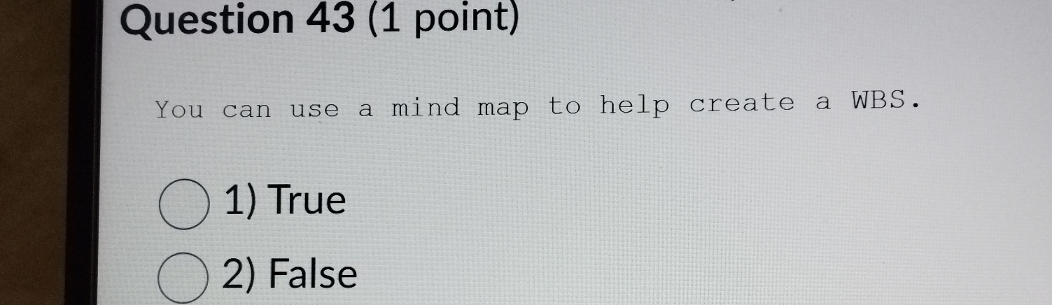 Question 43(1 point) You can use a mind map to help