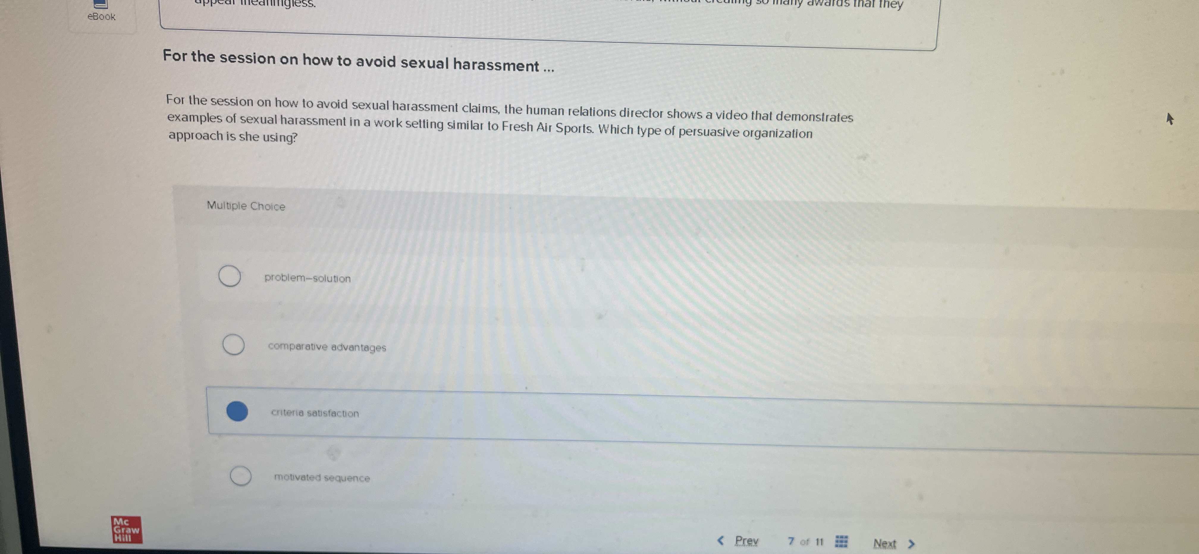  For the session on how to avoid sexual harassment ... For