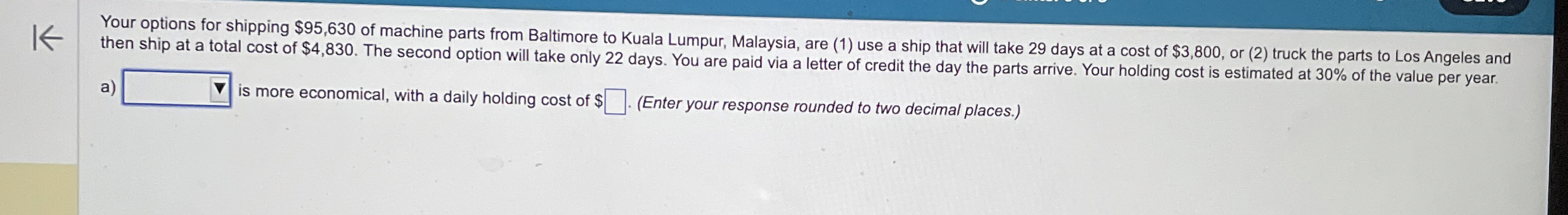  Your options for shipping $95,630 of machine parts from Baltimore to