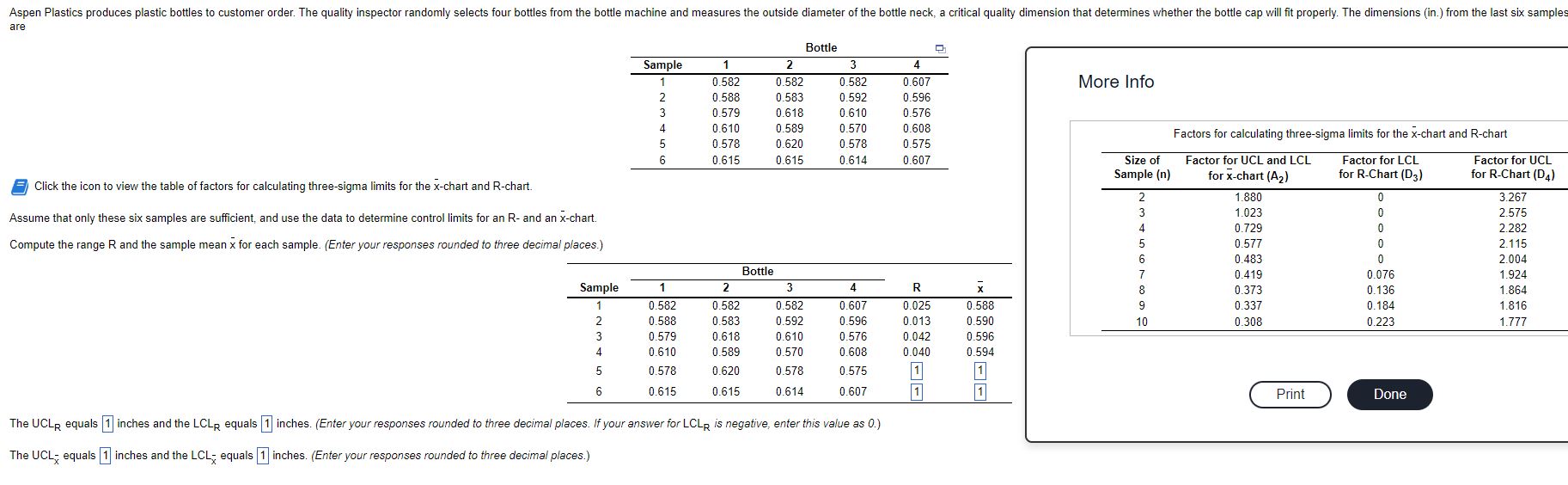  are ?Bottle???Sample123410.5820.5820.5820.60720.5880.5830.5920.59630.5790.6180.6100.57640.6100.5890.5700.60850.5780.6200.5780.57560.6150.6150.6140.607 Click the icon to view the table of factors