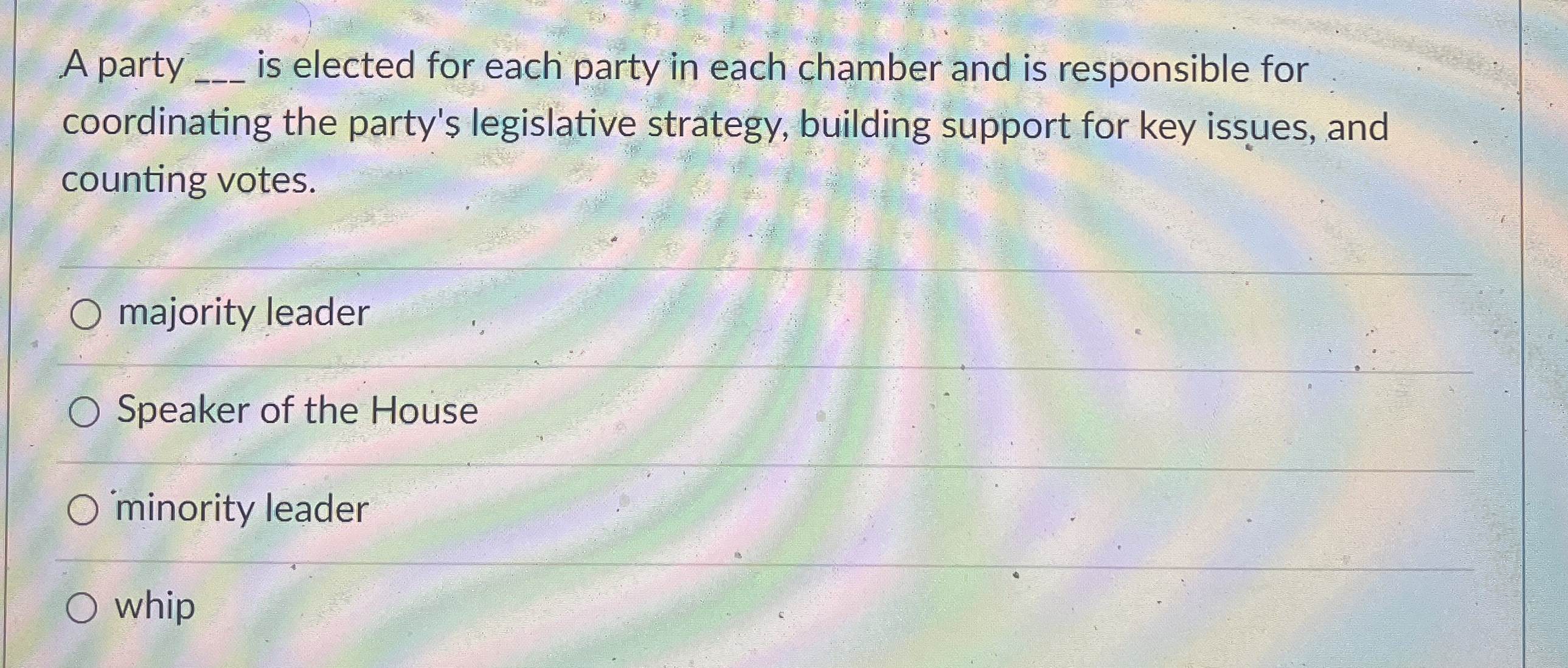  A party q, is elected for each party in each chamber