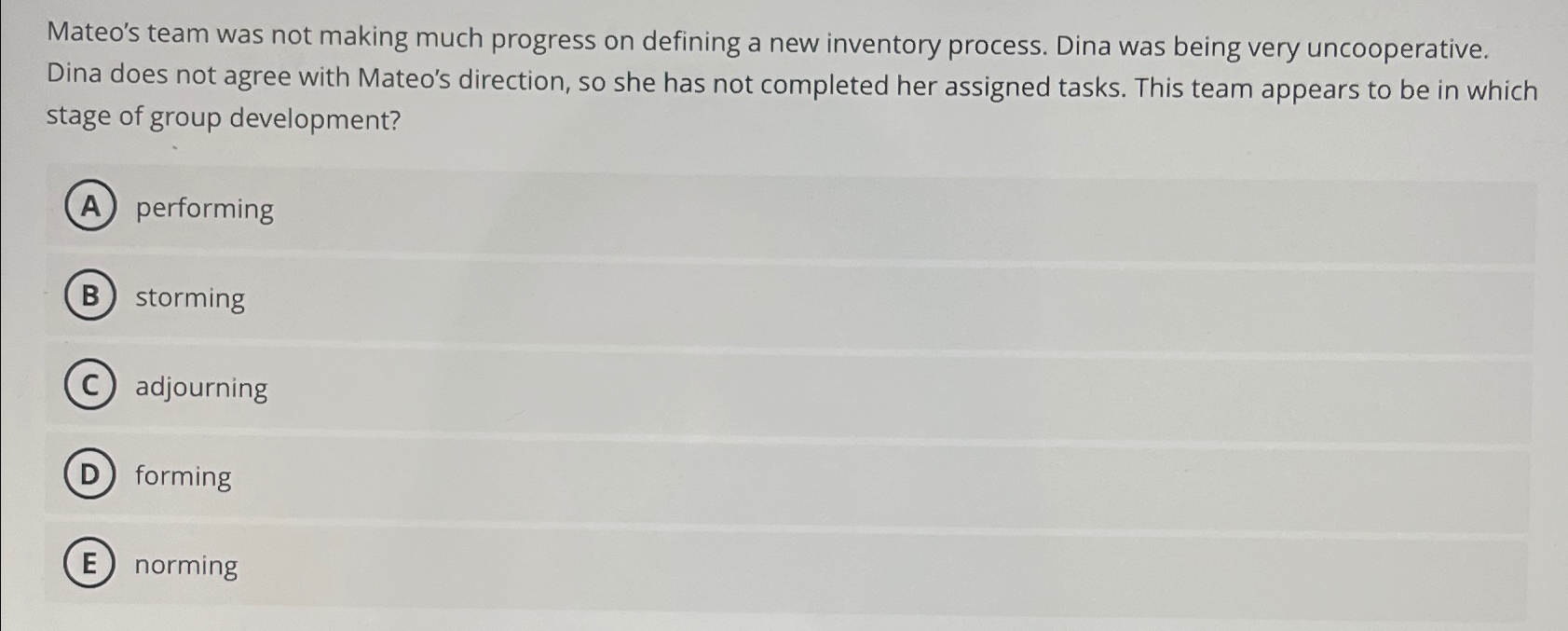  Mateo's team was not making much progress on defining a new