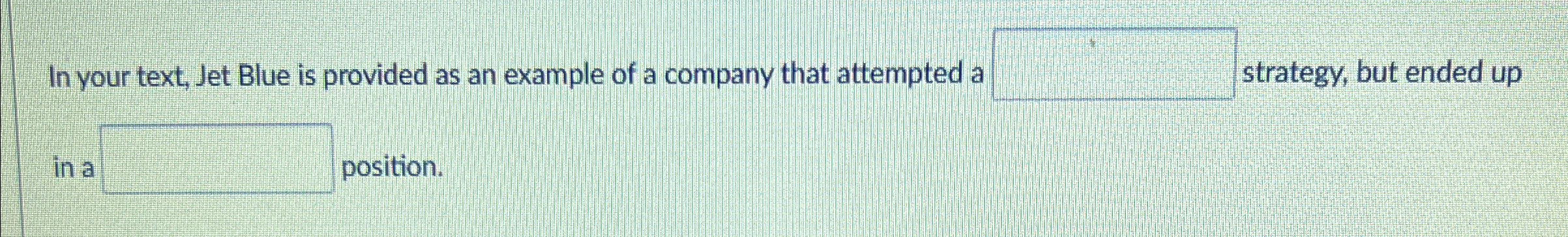  In your text, Jet Blue is provided as an example of