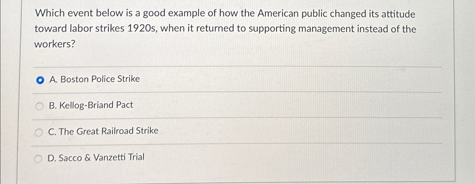  Which event below is a good example of how the American