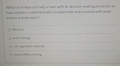  Which technique can help a team with its decision-making processes so