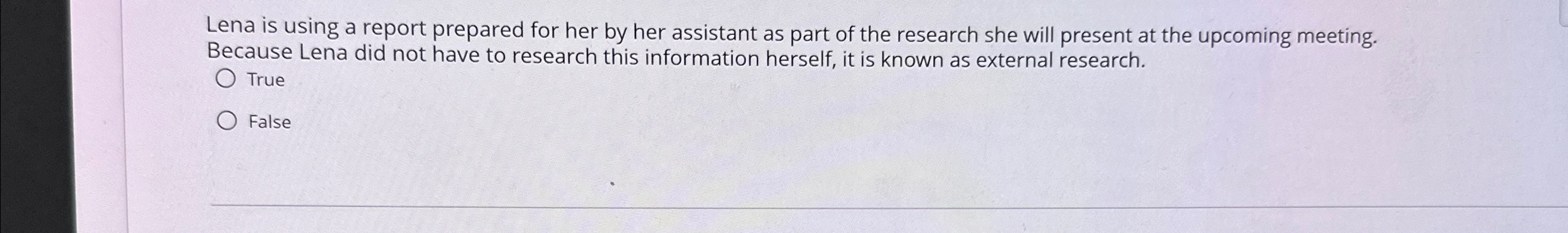  Lena is using a report prepared for her by her assistant