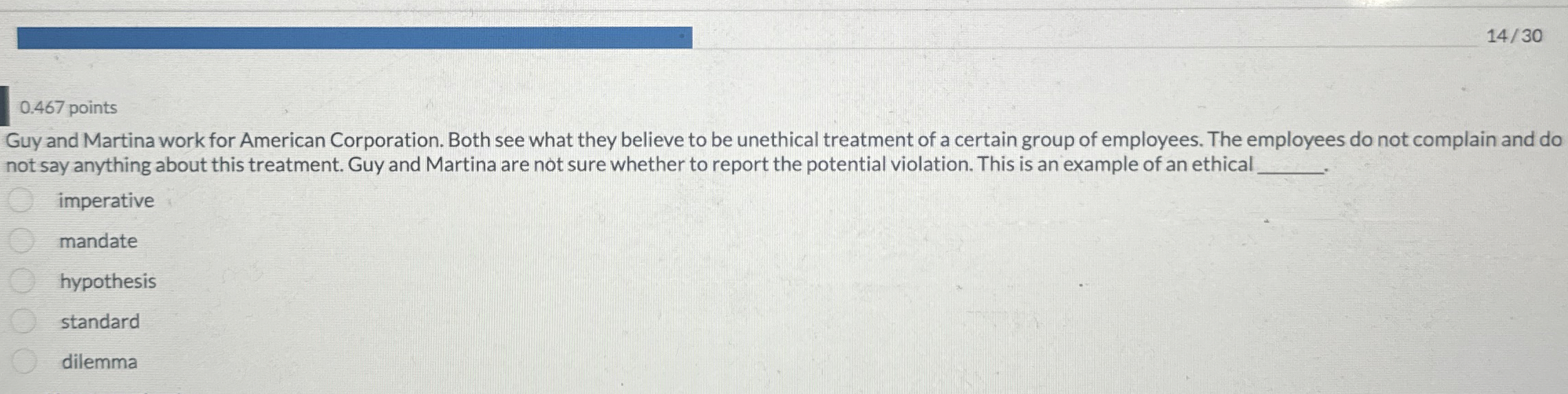  0.467 points Guy and Martina work for American Corporation. Both see