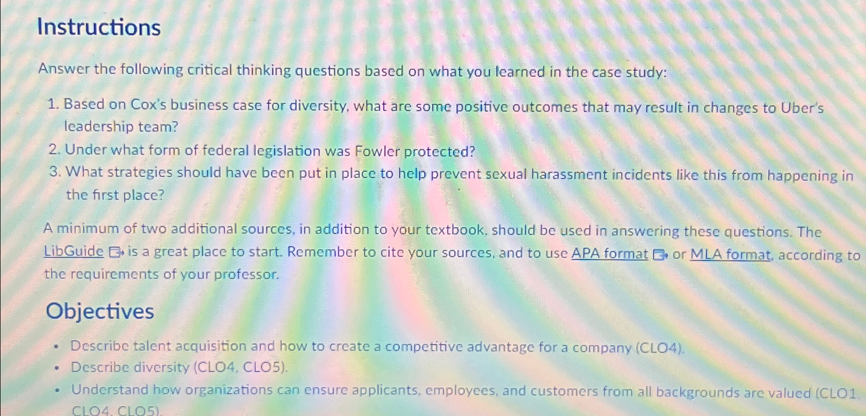  Instructions Answer the following critical thinking questions based on what you