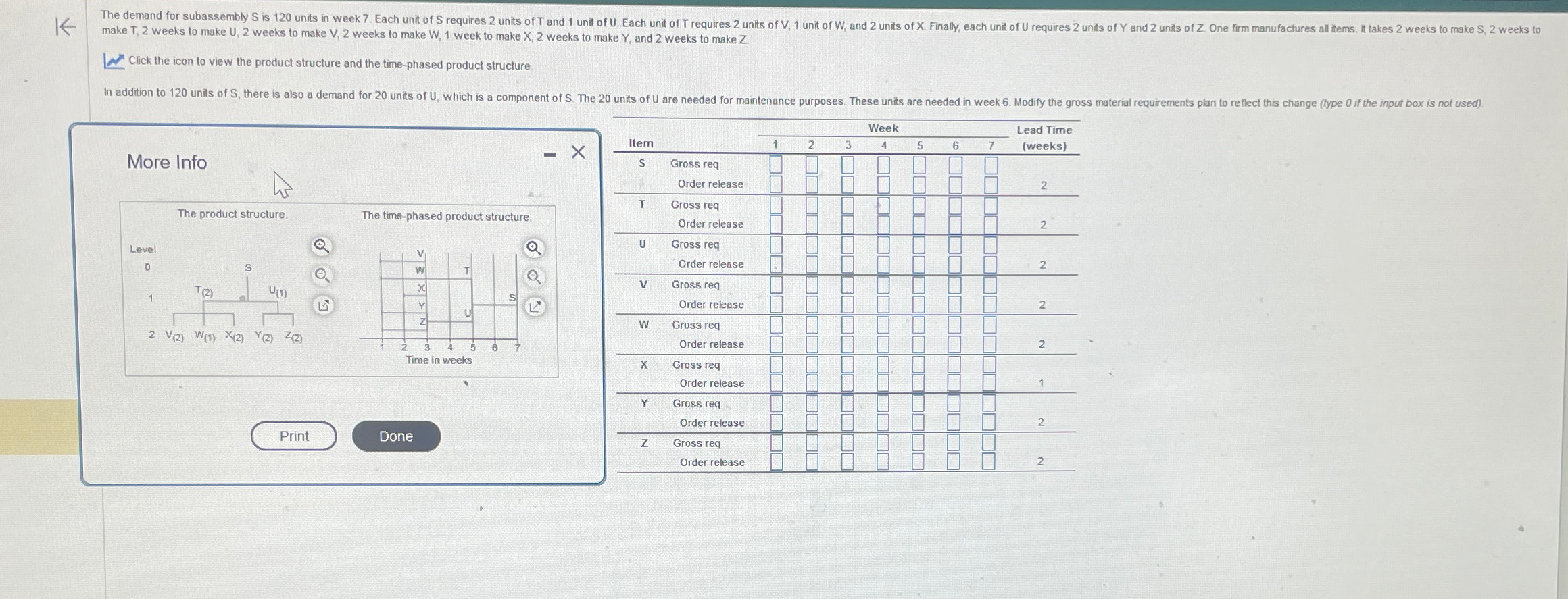  make T,2 weeks to make U,2 weeks to make V,2 weeks