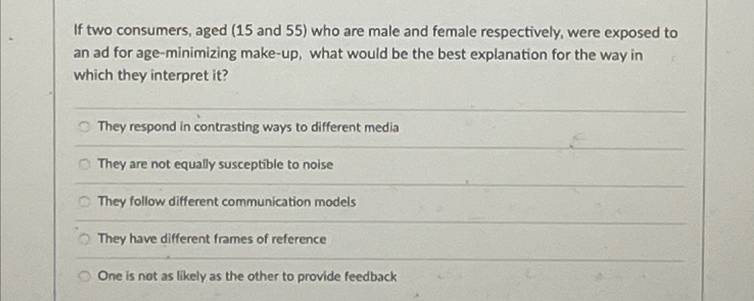  If two consumers, aged (15 and 55) who are male and