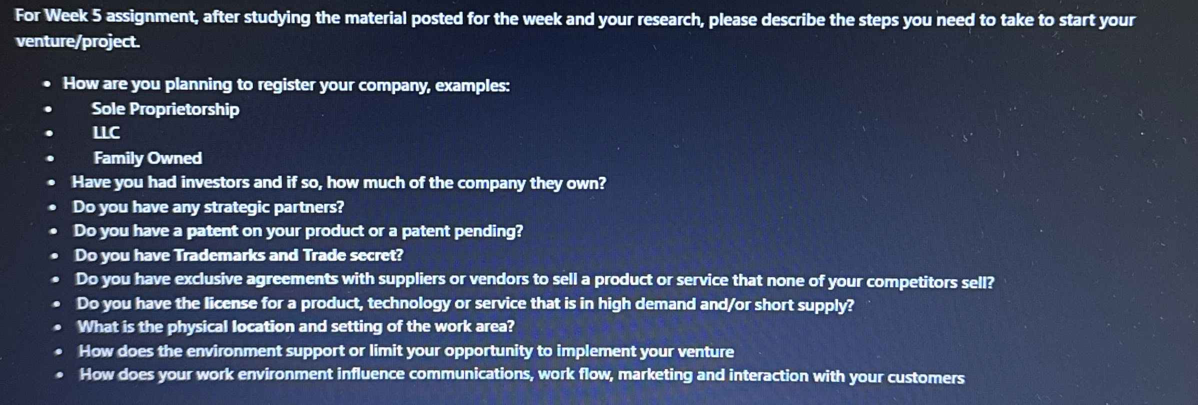  For Week 5 assignment, after studying the material posted for the