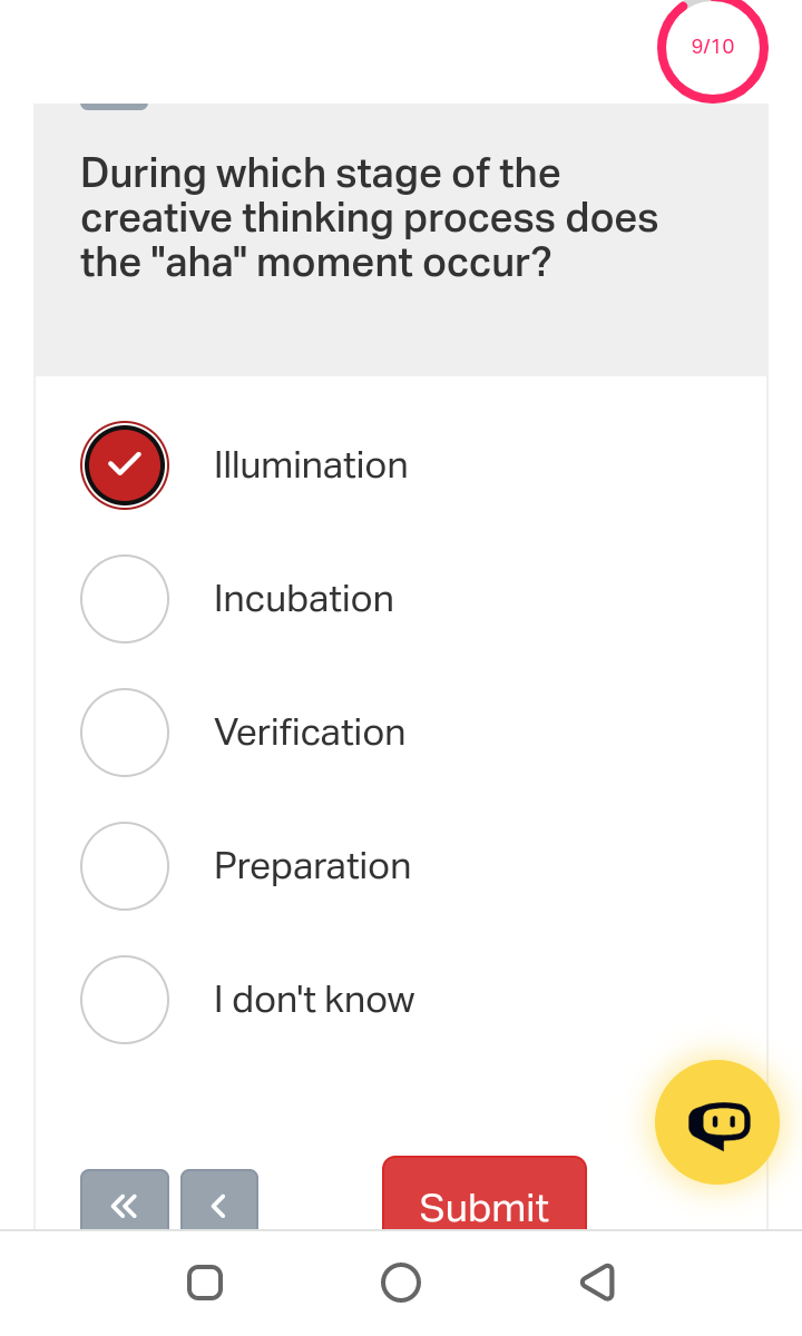  During which stage of the creative thinking process does the "aha"