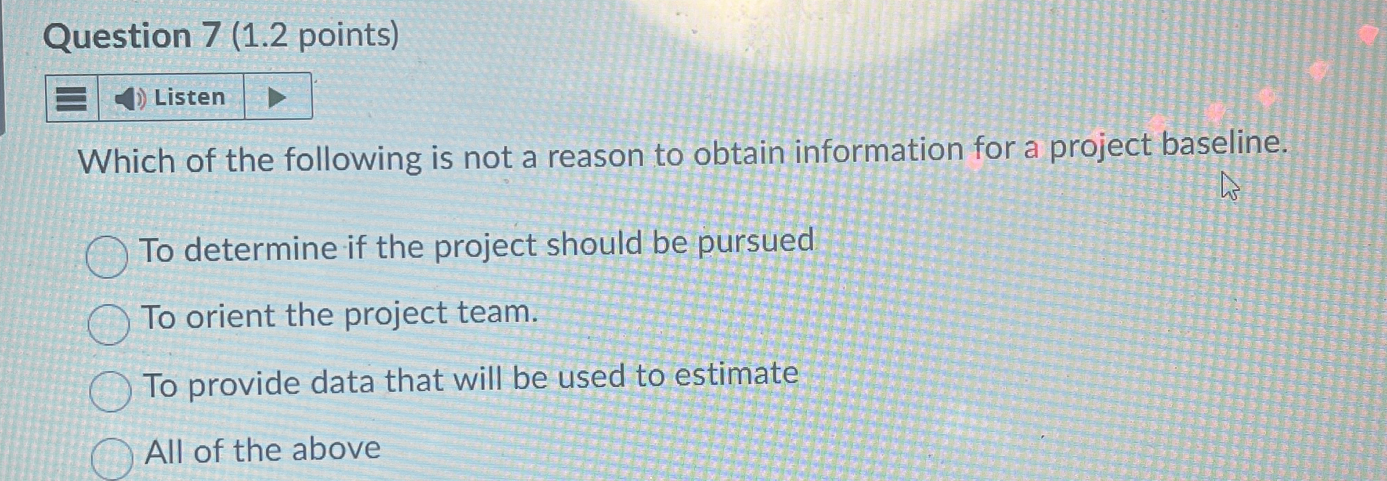  Question 7(1.2 points) Which of the following is not a reason