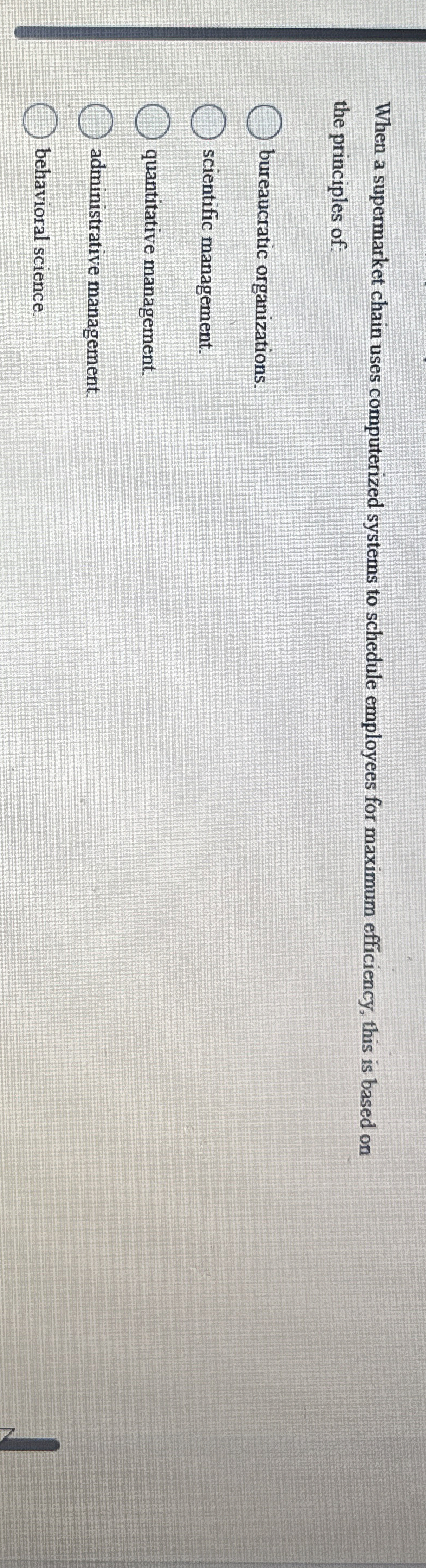  When a supermarket chain uses computerized systems to schedule employees for