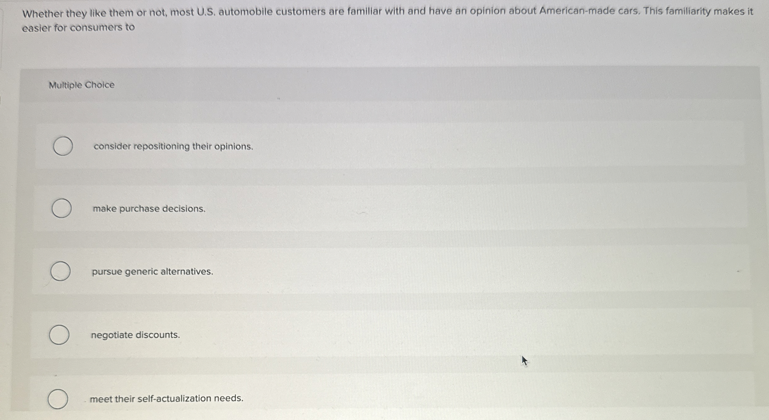  Whether they like them or not, most U.S. automobile customers are