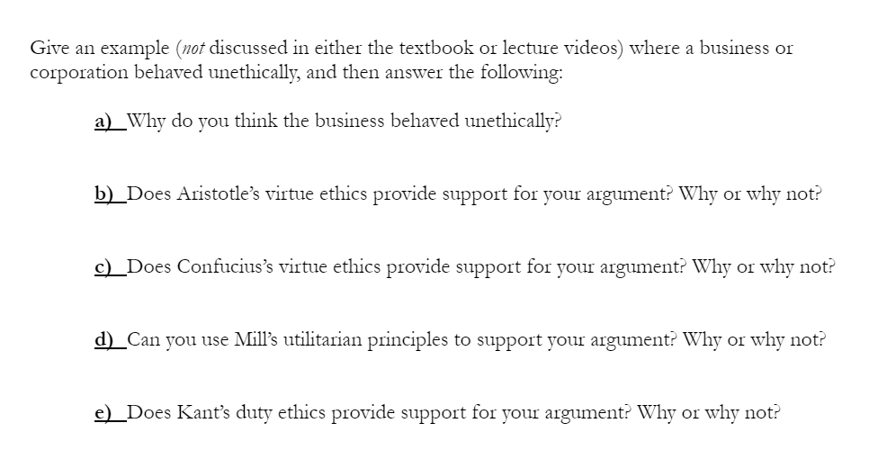  Please use Starbucks as an example if you can. If not