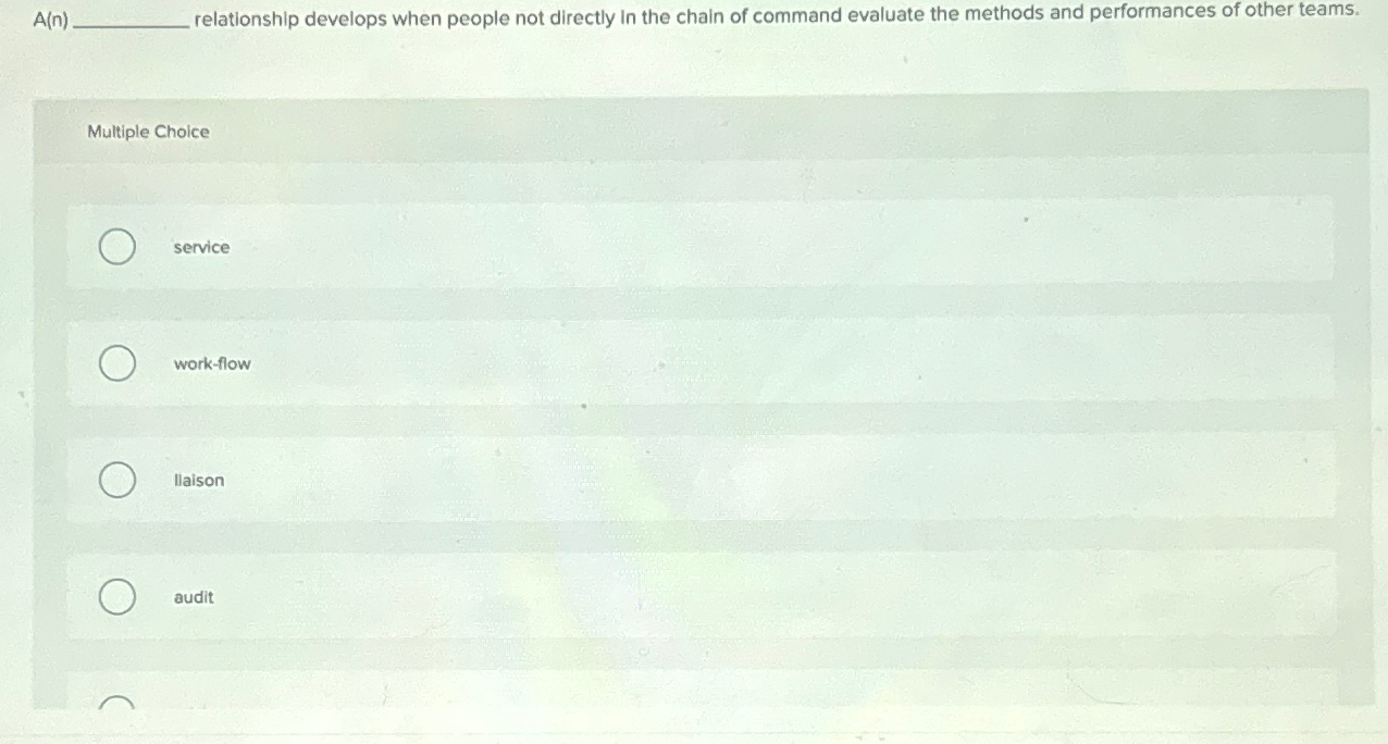 A(n) relationship develops when people not directly in the chain of