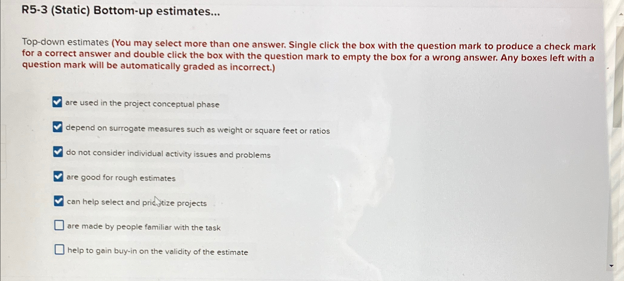  R5-3(Static) Bottom-up estimates... Top-down estimates (You may select more than one