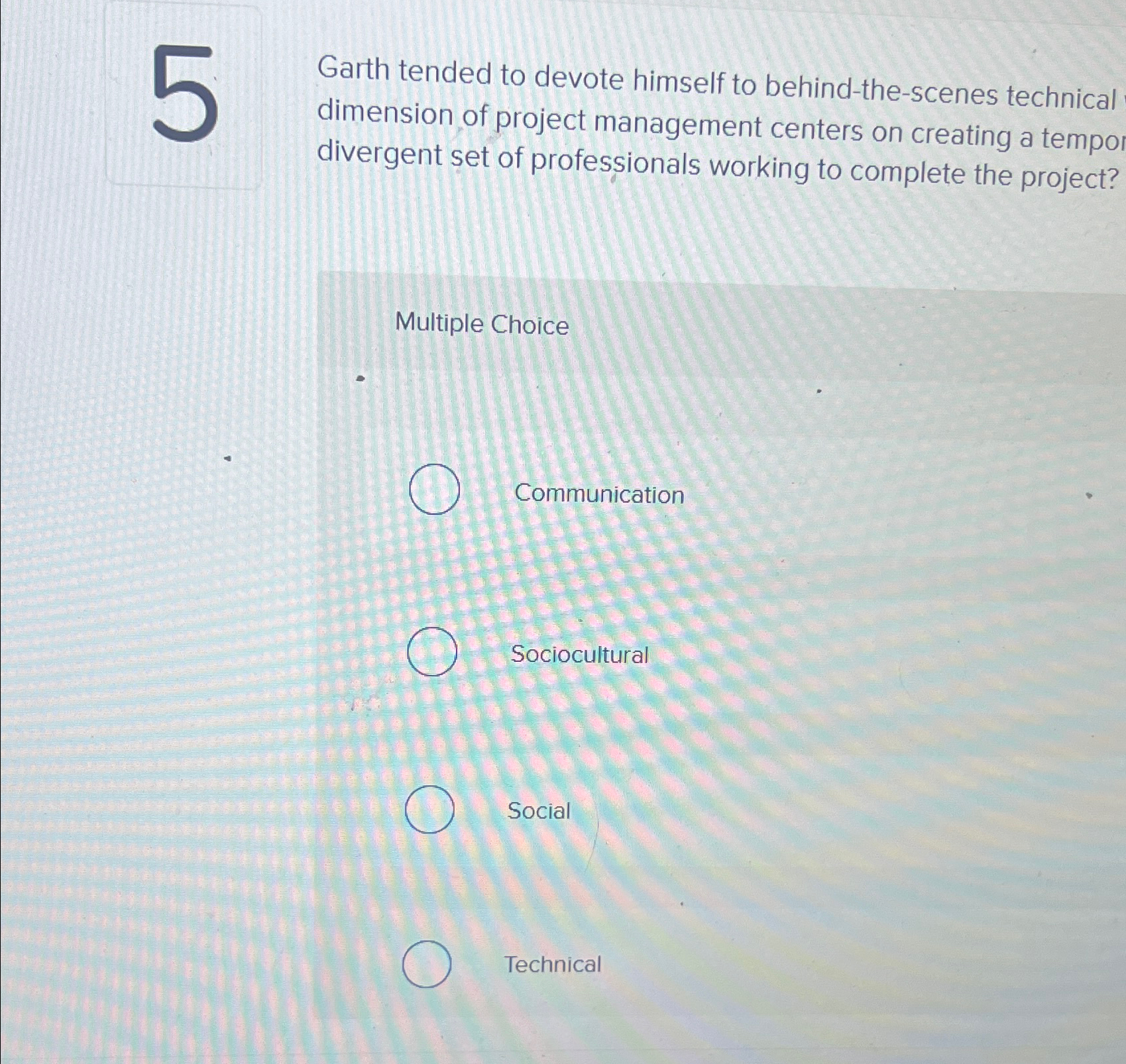  Garth tended to devote himself to behind-the-scenes technical dimension of project