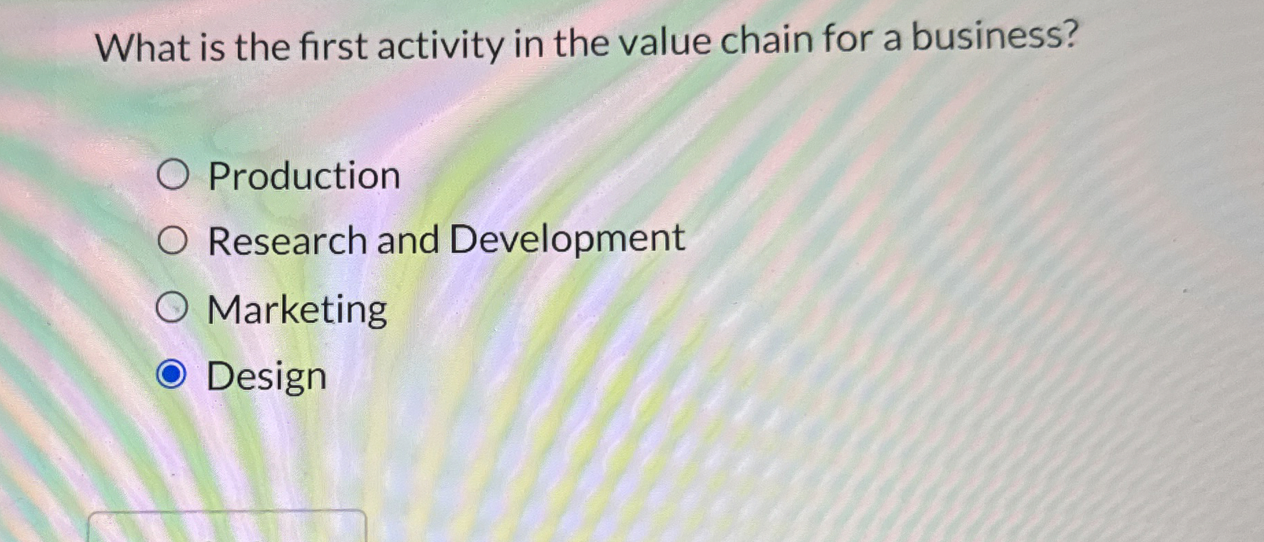  What is the first activity in the value chain for a
