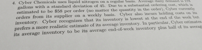  Cyber Chemicals uses liquid nitrogen on a regular basis. Average daily