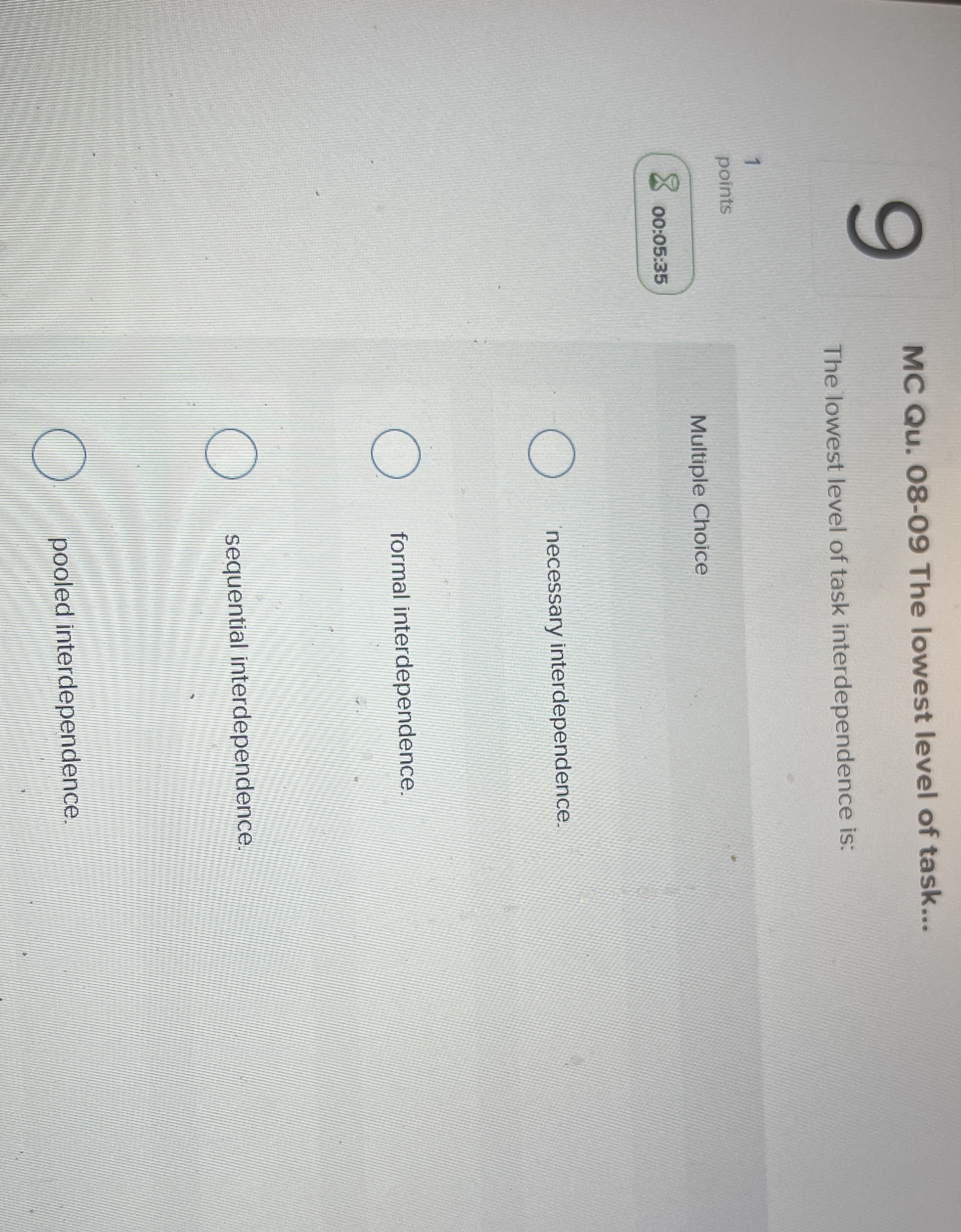  MC Qu.08-09 The lowest level of task... The lowest level of