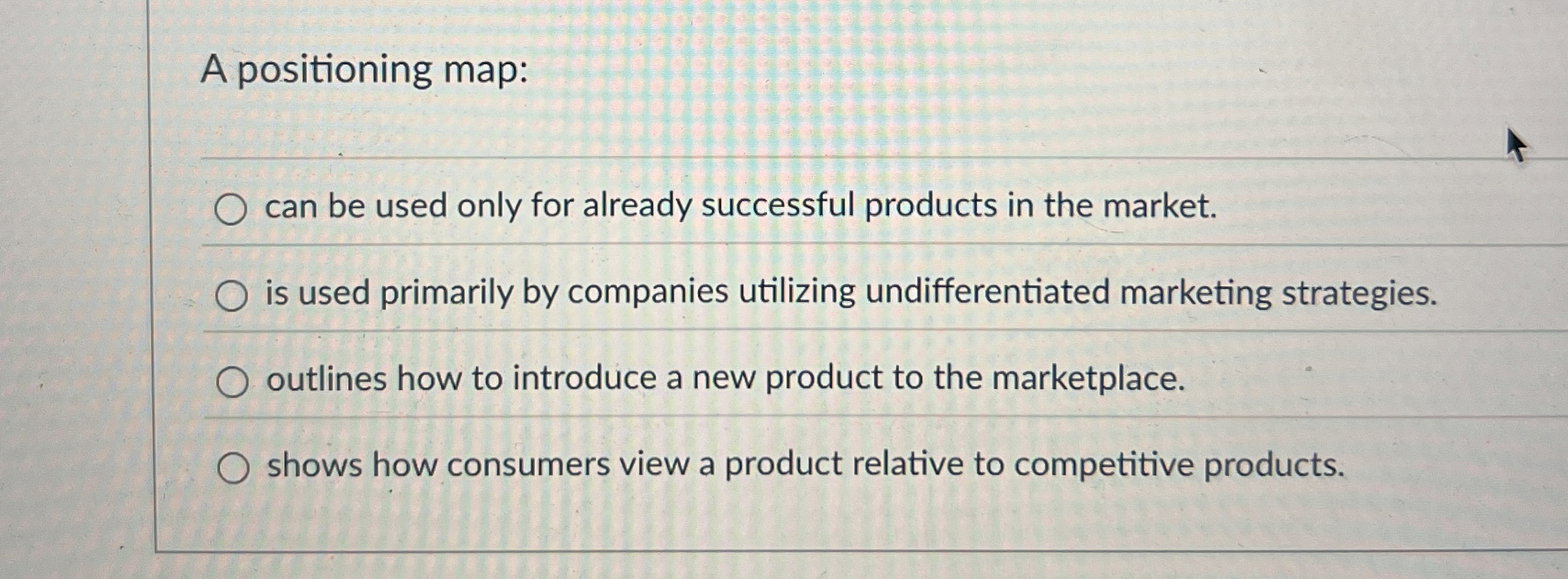  A positioning map: can be used only for already successful products
